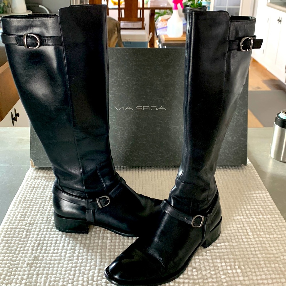 Via Spiga Cruiser Calf riding boots- black size 8.5- New heels. Still in box